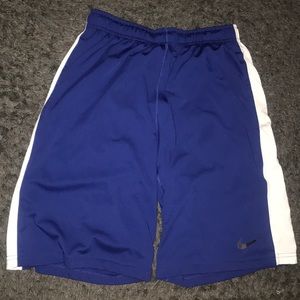 Medium Blue Nike Athletic Shorts With White Stripe